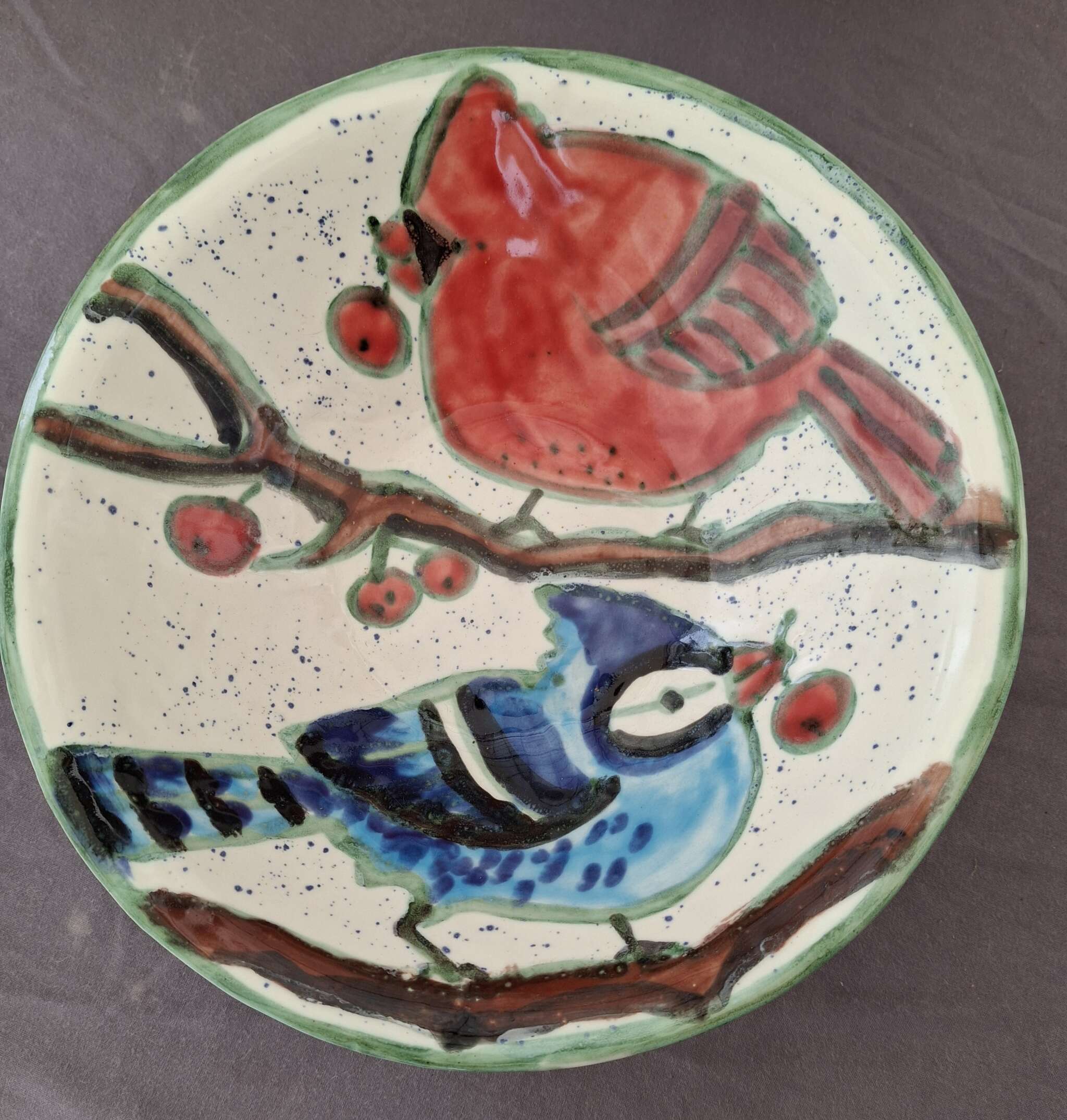 Victoria Ceramic ART - Cardinal and blue jay