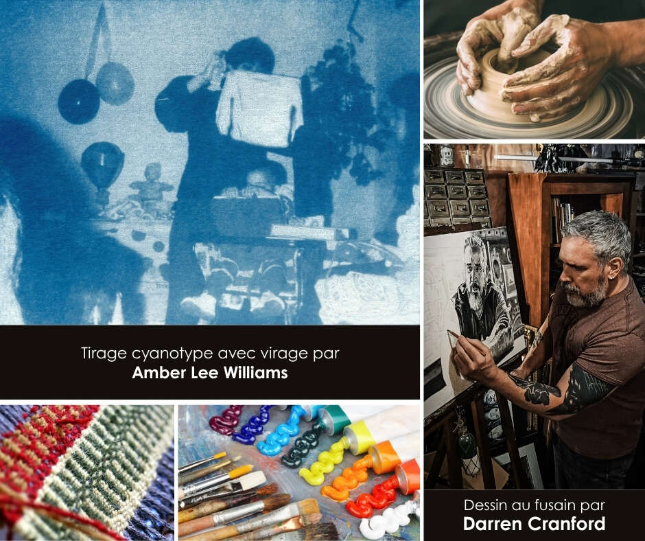 Observez les artistes démontrer leur processus créatif en personne.
