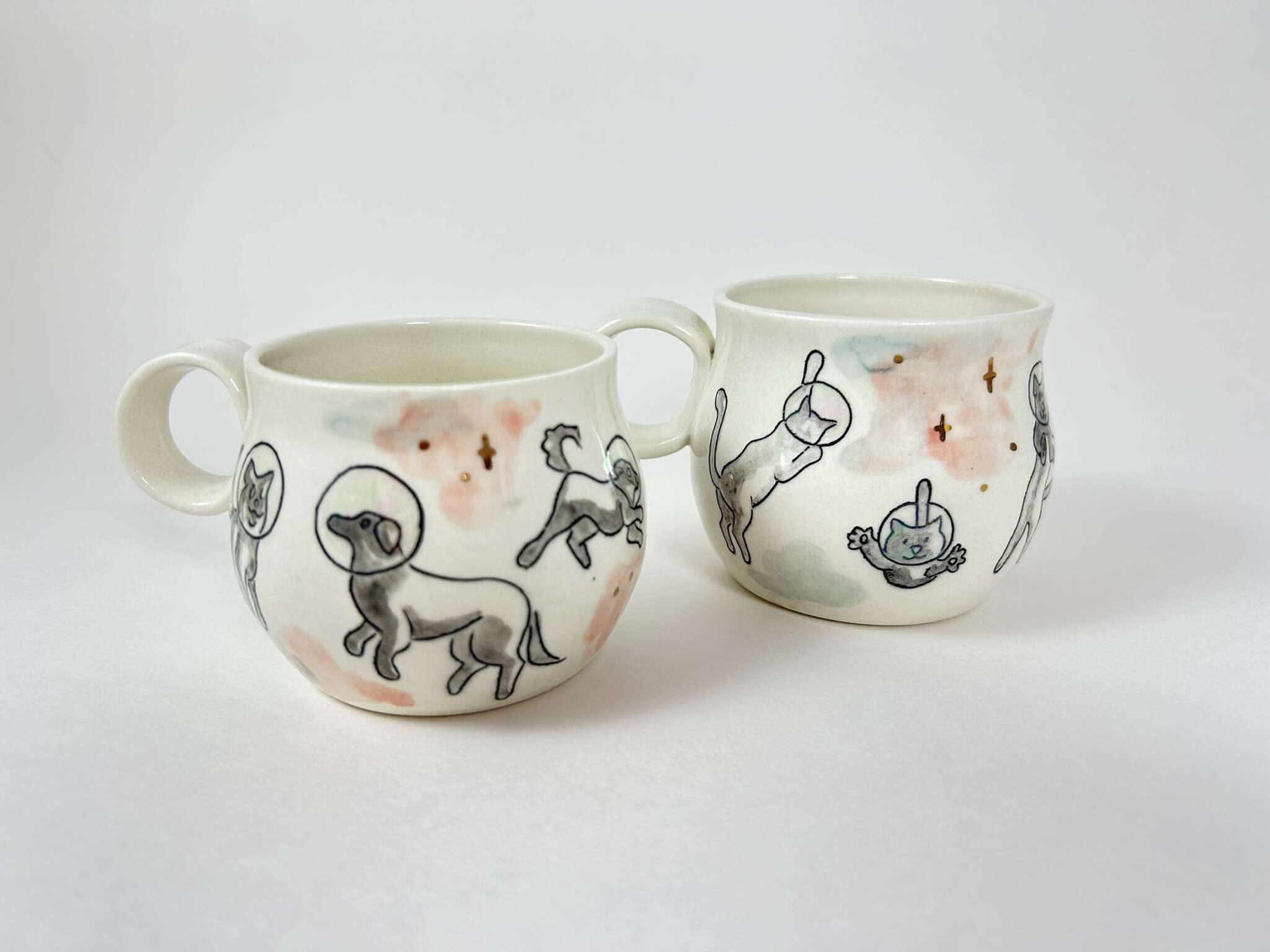 Jennifer Dawes Ceramics - Cats and Dogs in Space